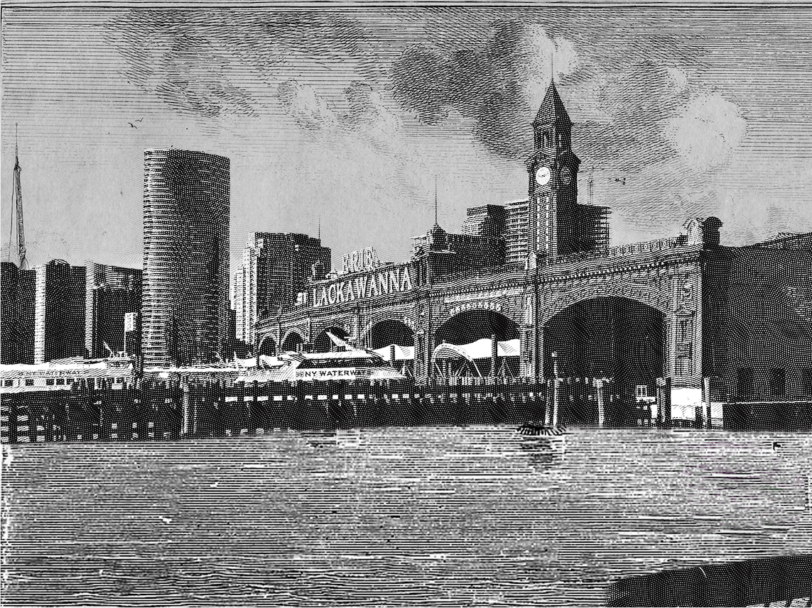 Nick Cornell artwork of Lackawanna Terminal in Hoboken